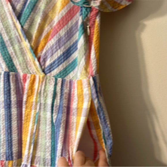 J Crew Faux-wrap dress in rainbow gingham - Picture 6 of 8